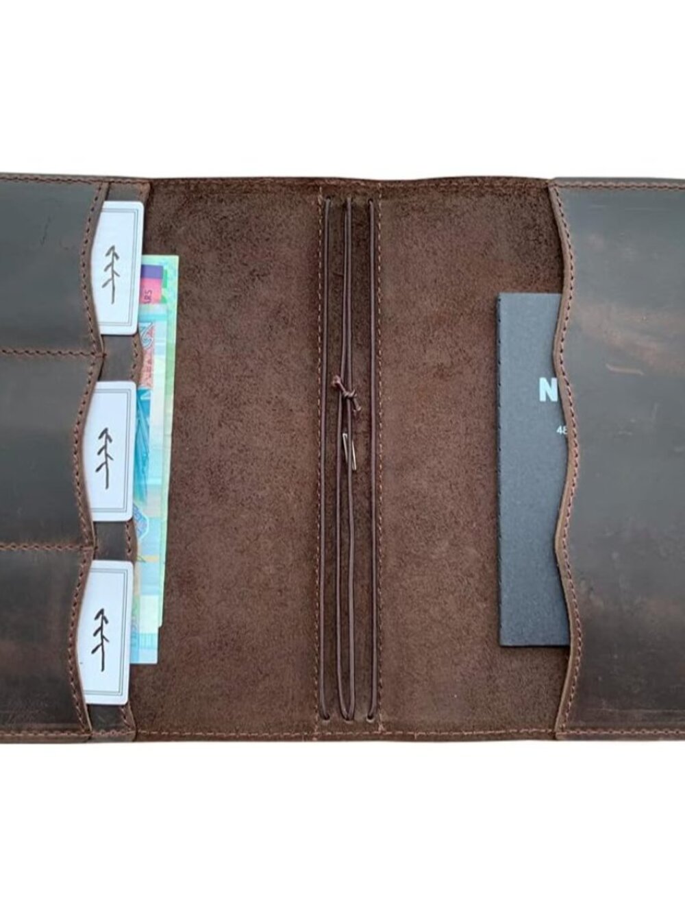 Travelers Notebook Cover with Inner Pockets, Card Slots and Pen Holder, A5 Size, - Picture 3 of 8
